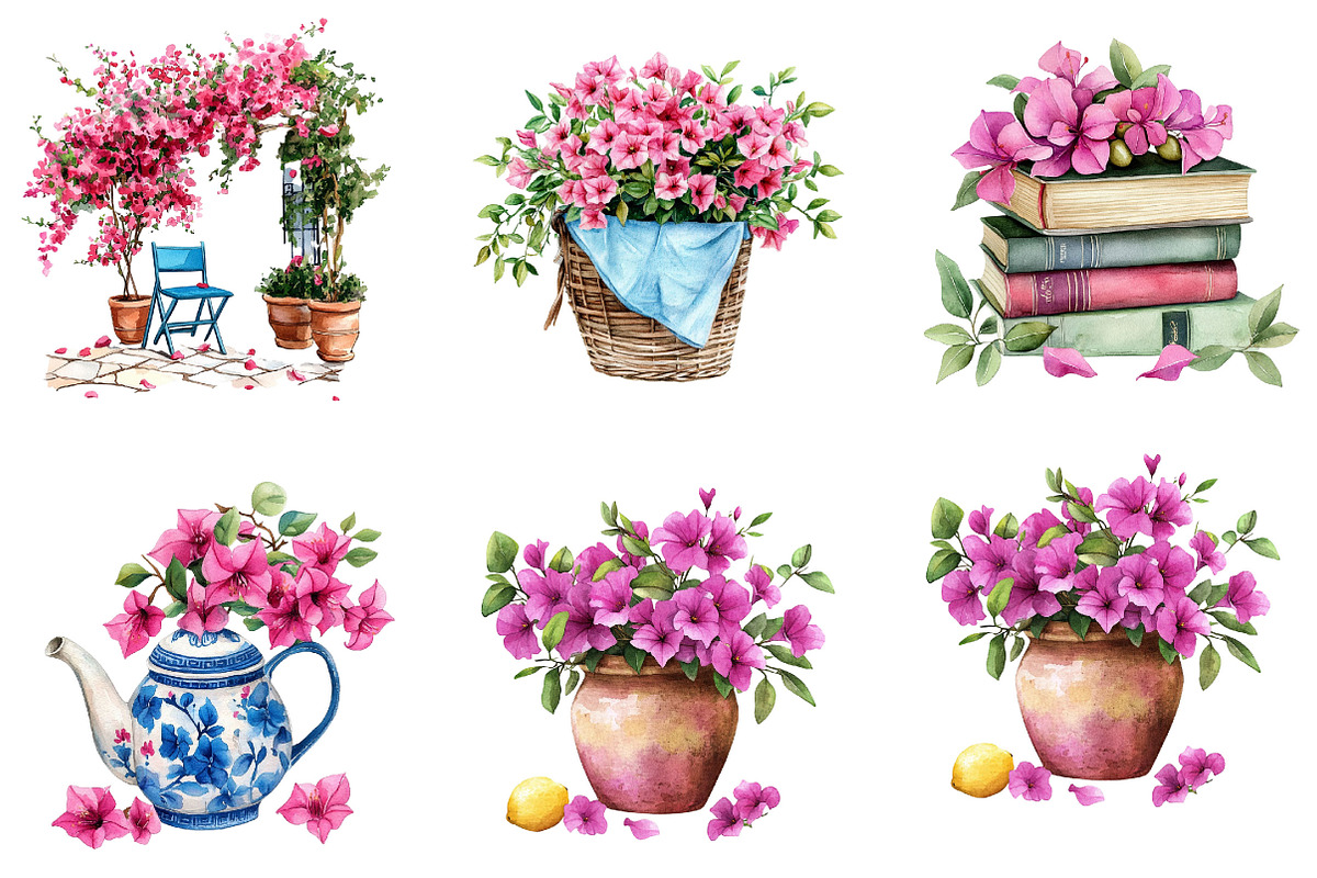 Gardens Watercolor Clipart, a Seasonal Illustration by Designking (Photo 5 of 5)