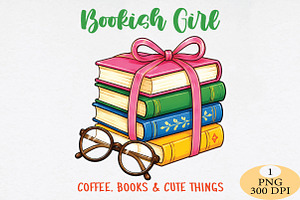 Bookish Girl PNG, a Seasonal Illustration by Daily.Designs