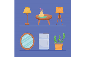 six house things icons, an Object Illustration by studiogstock
