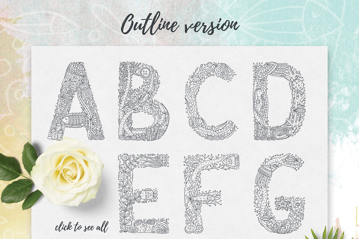 Handdrawn alphabet inspired by Sea, a Decorative Illustration by Pippi Draws (Photo 4 of 13)