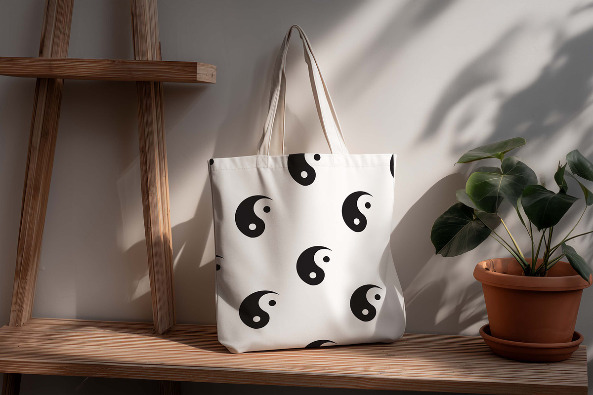 Seamless pattern Yin Yang symbol, a Pattern Graphic by Viktorijareut (Photo 2 of 5)