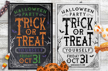 Chalk Halloween Party Flyer Invite, a Flyer Template by SkyvaraSupply