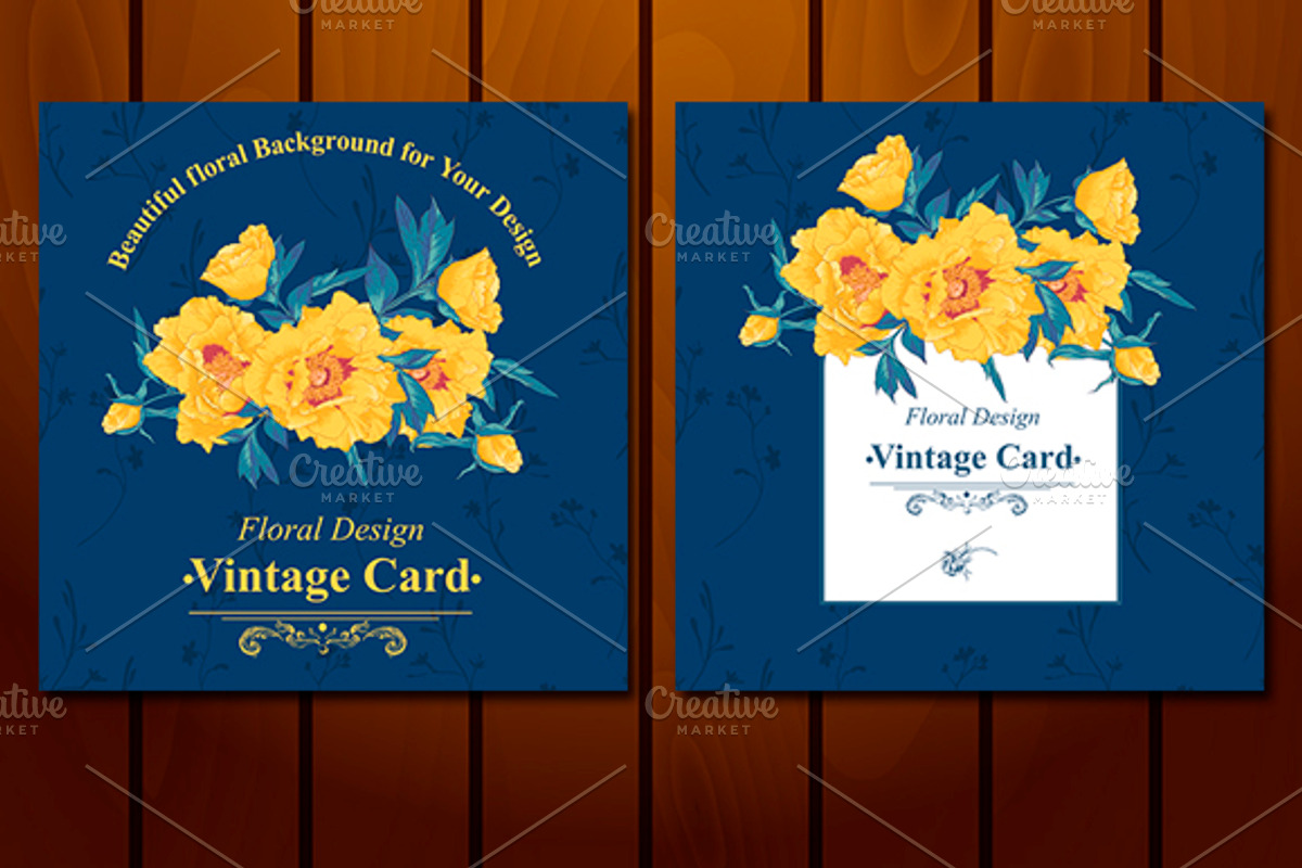 Yellow flowers background and cards preview 2
