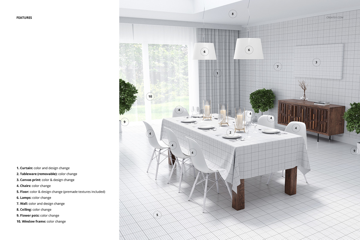 Dining Room Tablecloth Mockup, a Household Mockup by creatsy2 (Photo 4 of 5)