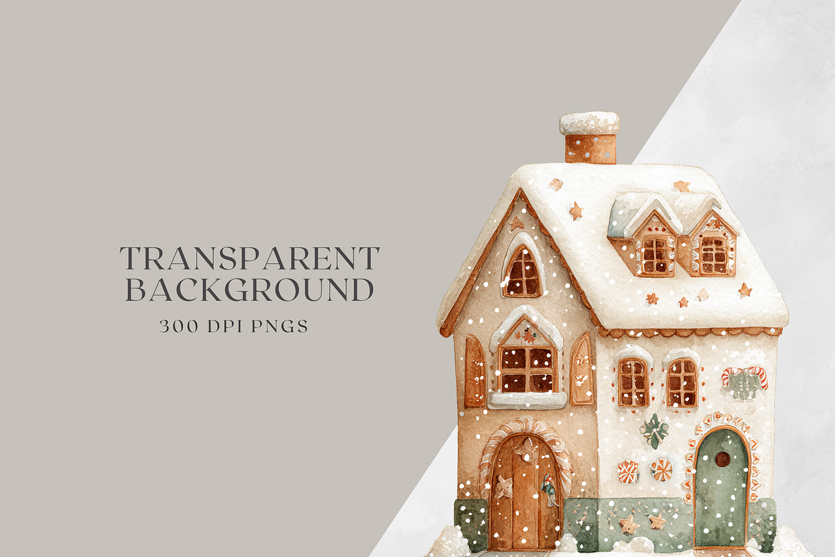 Watercolor Retro Gingerbread House, a Decorative Illustration by ThaismotaCreativeCo (Photo 10 of 10)