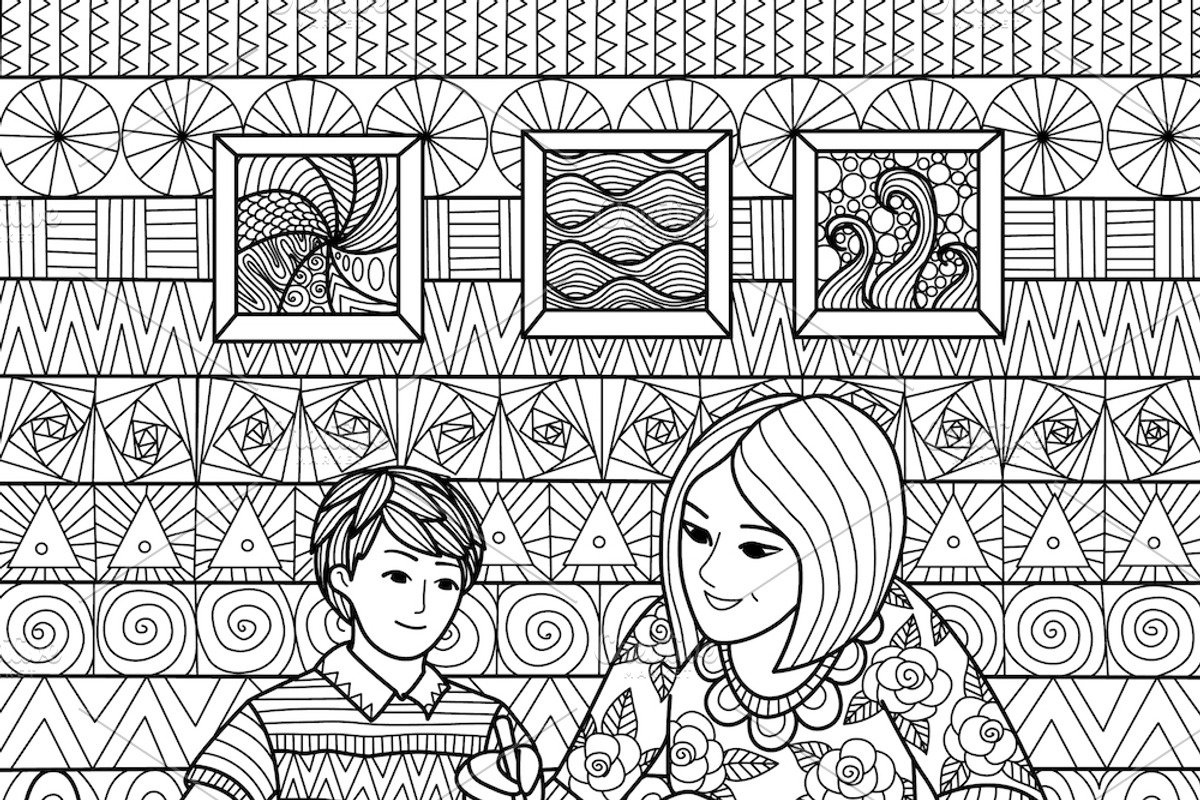 11 Mother's day coloring book page, an Illustration by Somjai King (Photo 7 of 13)