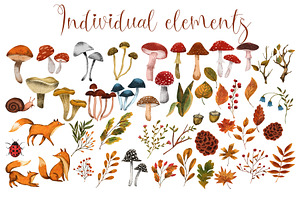 Woodland Autumn Clipart & Patterns