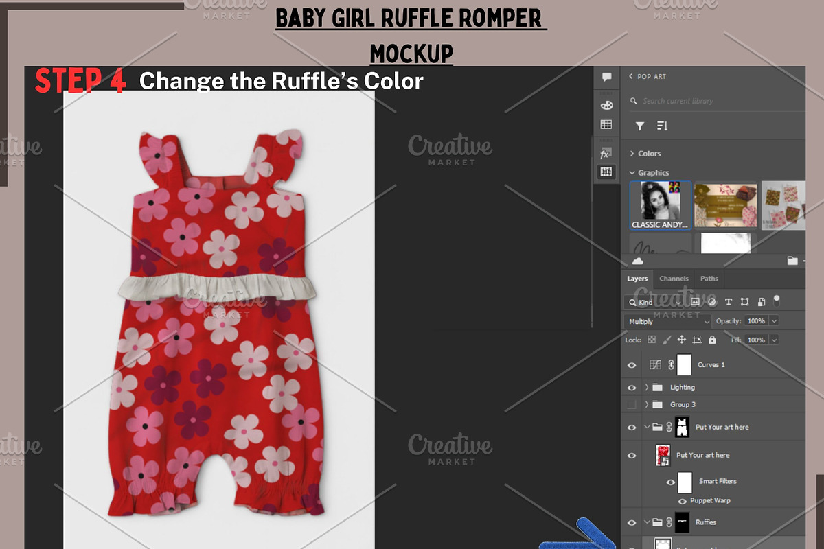 Baby Girl Ruffle Romper Mockup, a Shirt Mockup by Nora Gad (Photo 5 of 21)
