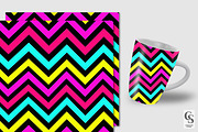Neon Zigzag Chevron Digital Papers, a Pattern Graphic by Creative Store (Thumbnail 2 of 5)