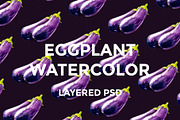 EGGPLANT WATERCOLOR SET, a Food Illustration by wedraw (Thumbnail 1 of 4)