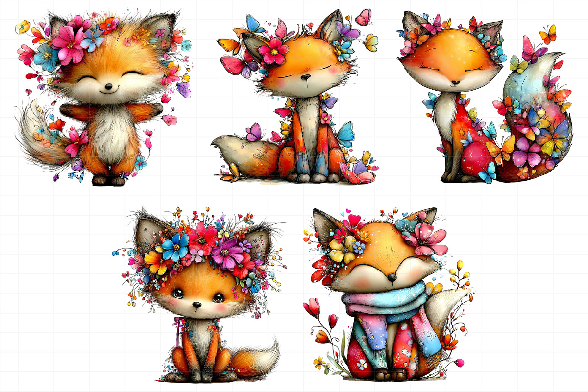Whimsical Spring Fox Clipart, an Illustration by Daily.Designs (Photo 7 of 7)