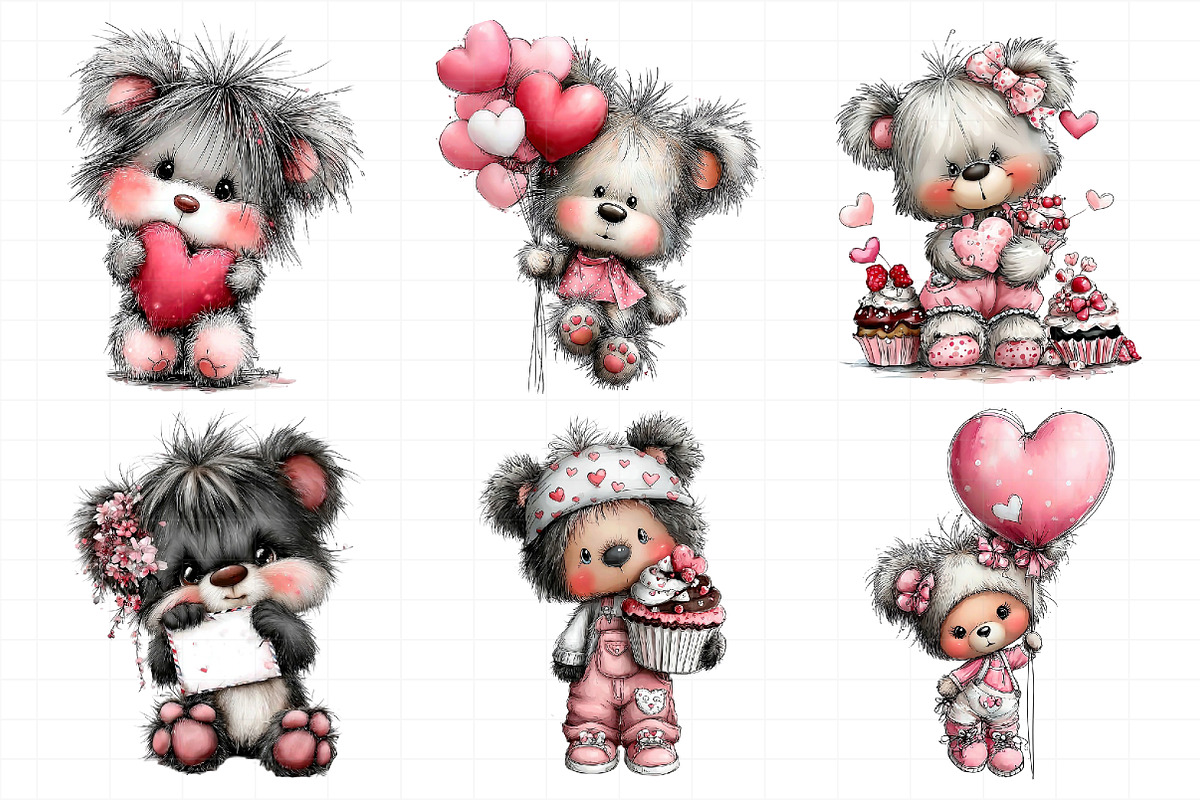 Valentine Teddy Bear Clipart Bundle, an Illustration by Daily.Designs (Photo 3 of 5)