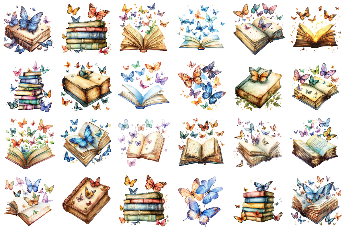 Books and Butterflies Watercolor Bun, an Illustration by Sublimation Artist (Photo 2 of 6)