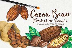 Cocoa Bean & Fruit Watercolor