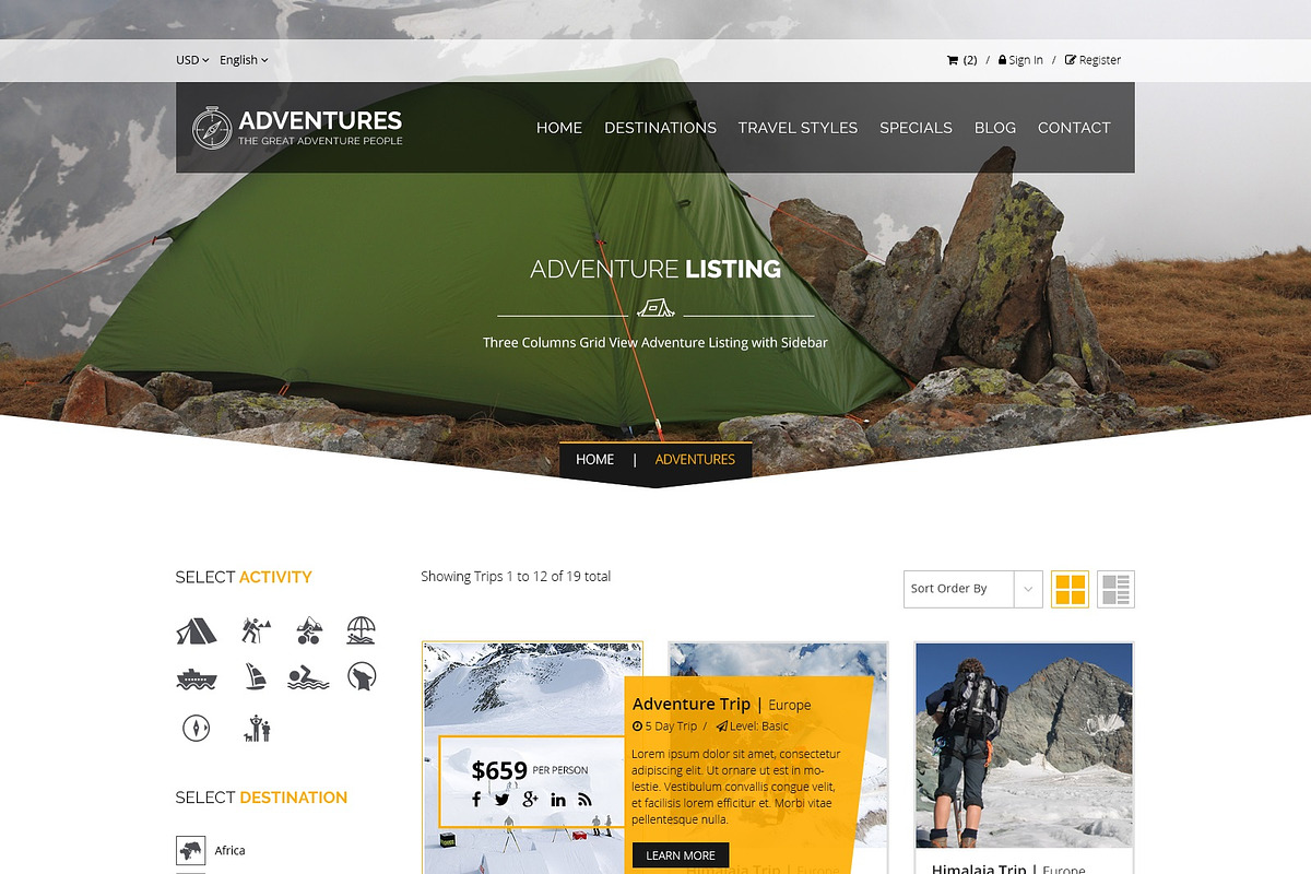 Adventures and Tour PSD Template, a Websites & App Template by ewises (Photo 6 of 15)