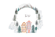 Watercolor Winter Town Collection, a Person Illustration by MayaNavits (Thumbnail 10 of 10)