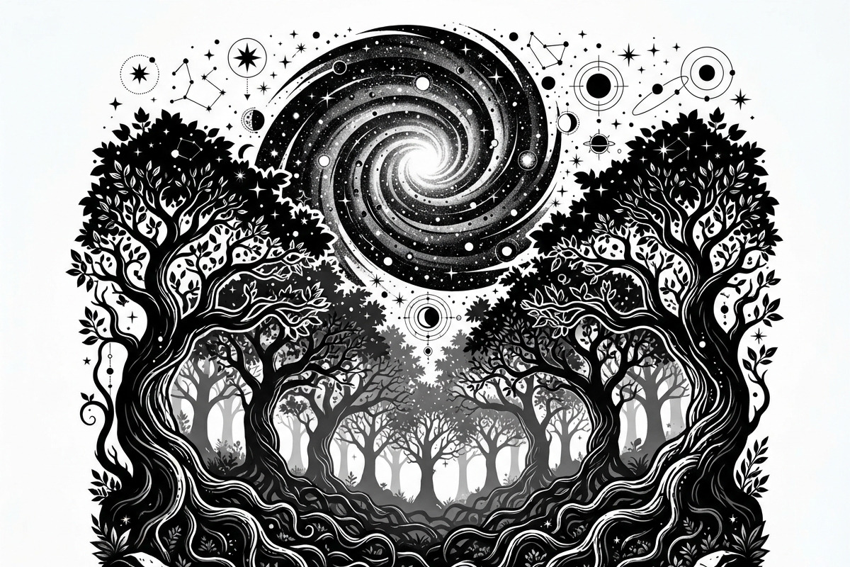 50 Mystical Galaxy Forest Silhouette, a Technology Illustration by Amazin_art (Photo 28 of 41)
