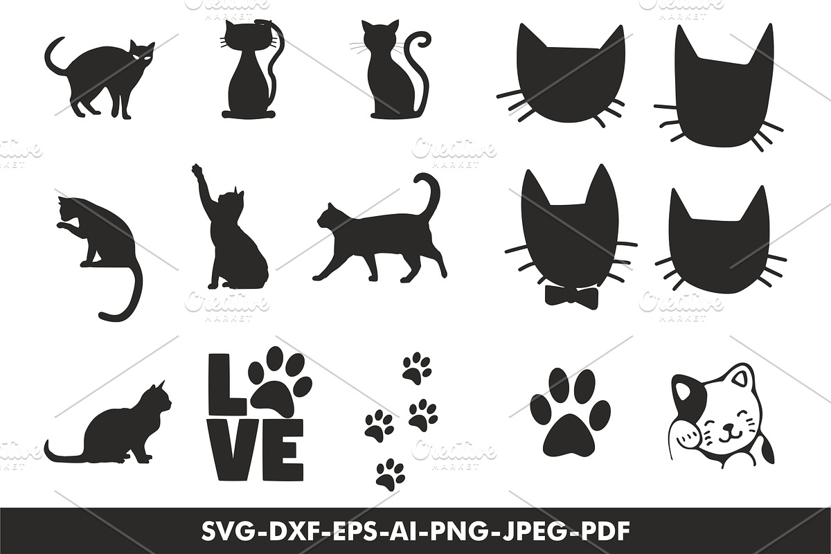 Cat Silhouette SVG | Cute Pet Vector, an Animal Illustration by Coldgrey Design Studio