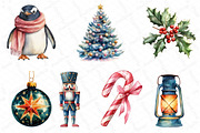Watercolor Retro Christmas Clipart, an Illustration by DreamPrint404 (Thumbnail 4 of 5)