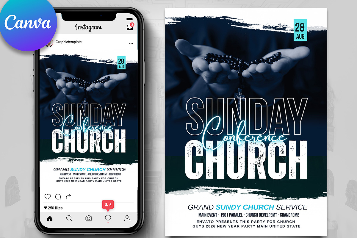 Sunday Service Worship Church Flyer, a Flyer Template by Psd Templates (Photo 1 of 3)