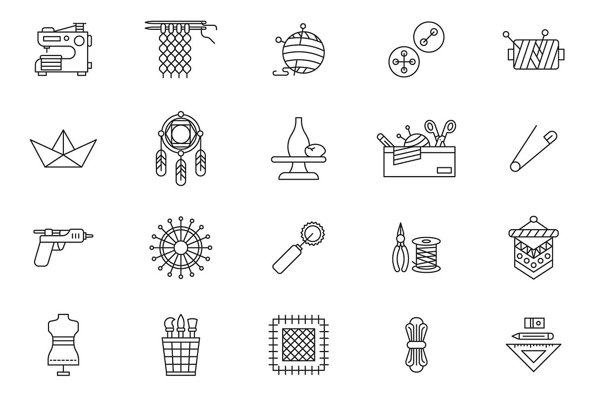Handicraft Icons, an Outline Icon by Graphic Pear | Creative Market