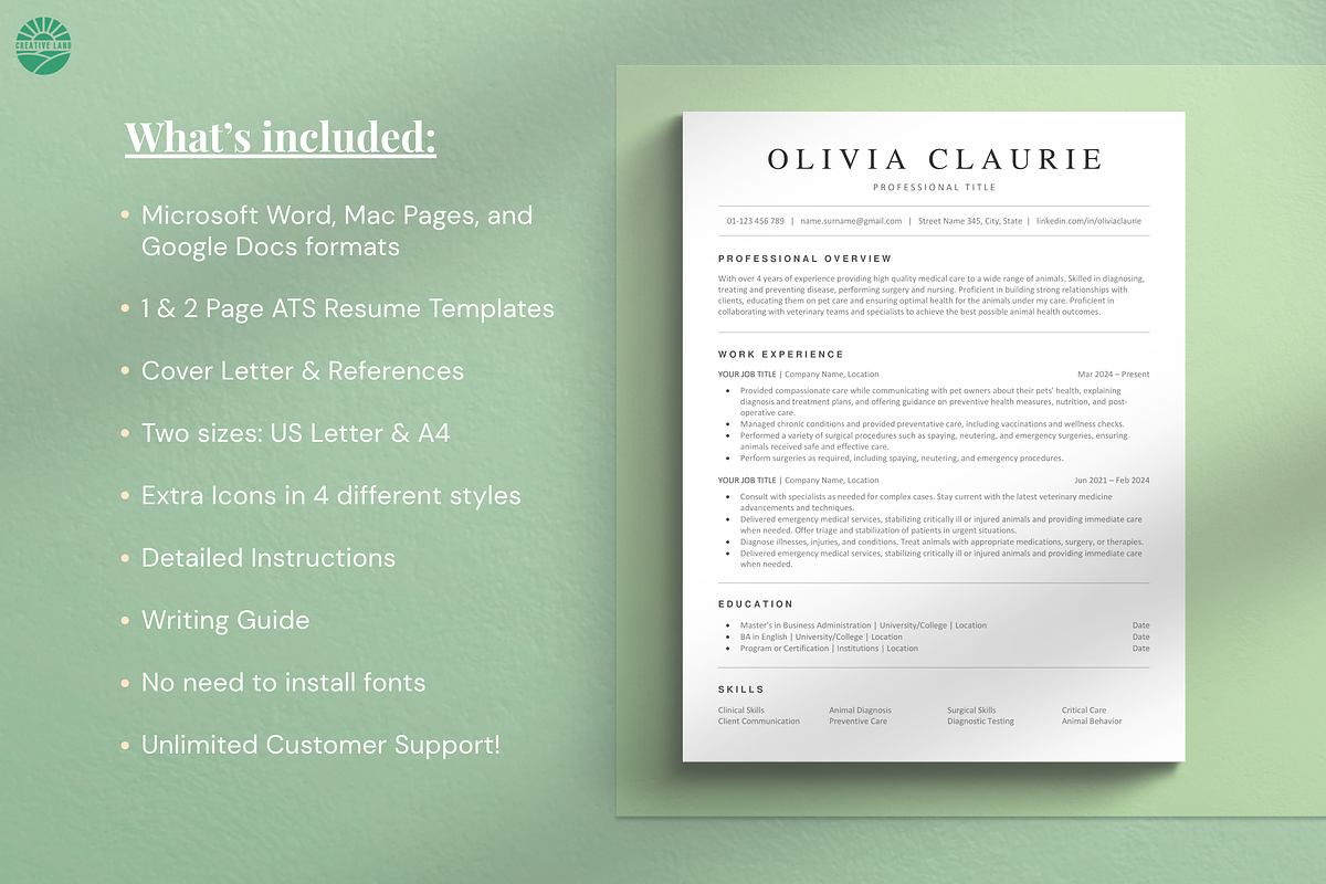 ATS Resume Template | Simple Resume, a Resume Template by CreativeLandStudio (Photo 8 of 10)