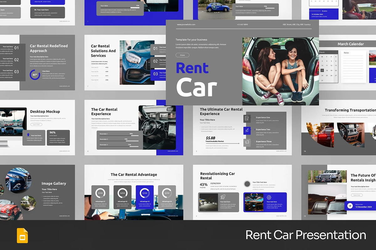 Rent Car Showroom GSlides PowerPoint, a Presentation Template by Fit-tee (Photo 1 of 2)
