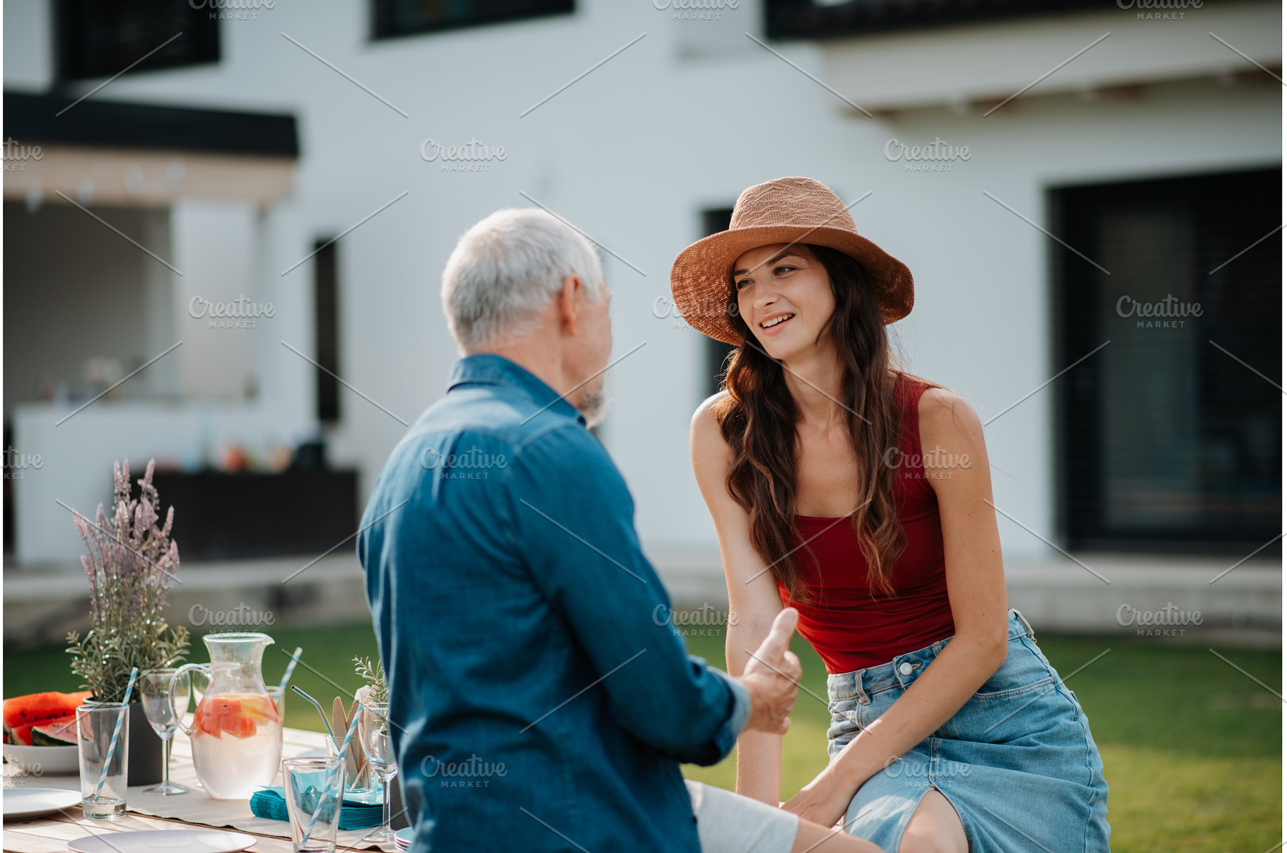 Senior father with daughter outdoors, a Person Photo by HalfPoint