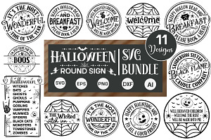 Halloween Round Sign SVG Bundle, PNG, an Object Graphic by GraphicPicker