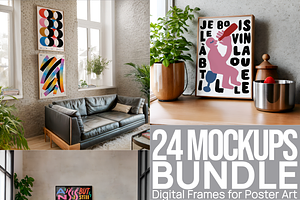 24 Minimalist Poster Mockup Bundle, a Poster Template by SigaSigaMockup
