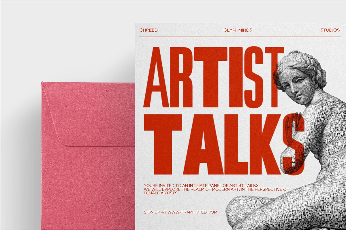 Chreed: 36 Dynamic Styles, a Sans Serif Font by Glyphminds Studios (Photo 6 of 11)