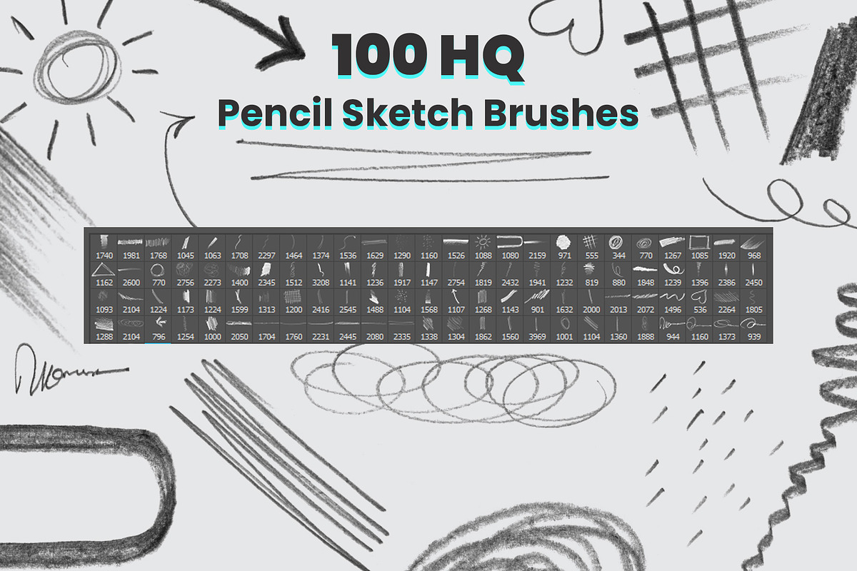 100 Pencil Sketch Brushes, a Brush Add-On by Amit Debnath (Photo 1 of 2)