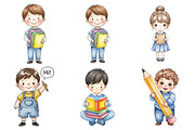 Cute Little Student Clipart, an Illustration by Daily.Designs (Thumbnail 2 of 5)