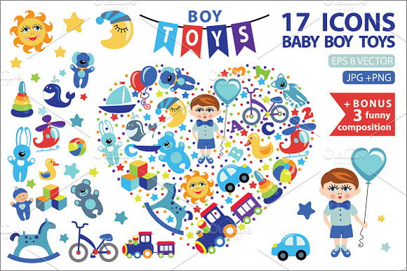 Children Toys Icons For Little Boy