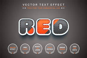 Red Editable Text Effect, Font Style