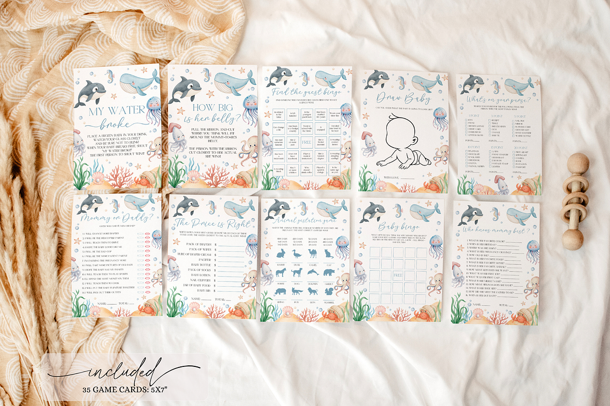 Ocean Baby Shower Activity Set, a Templates & Theme by VeliusCreativeStudio (Photo 2 of 6)