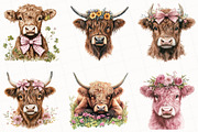 Cute Highland Cow with Wildflowers, an Illustration by OK Design (Thumbnail 3 of 5)
