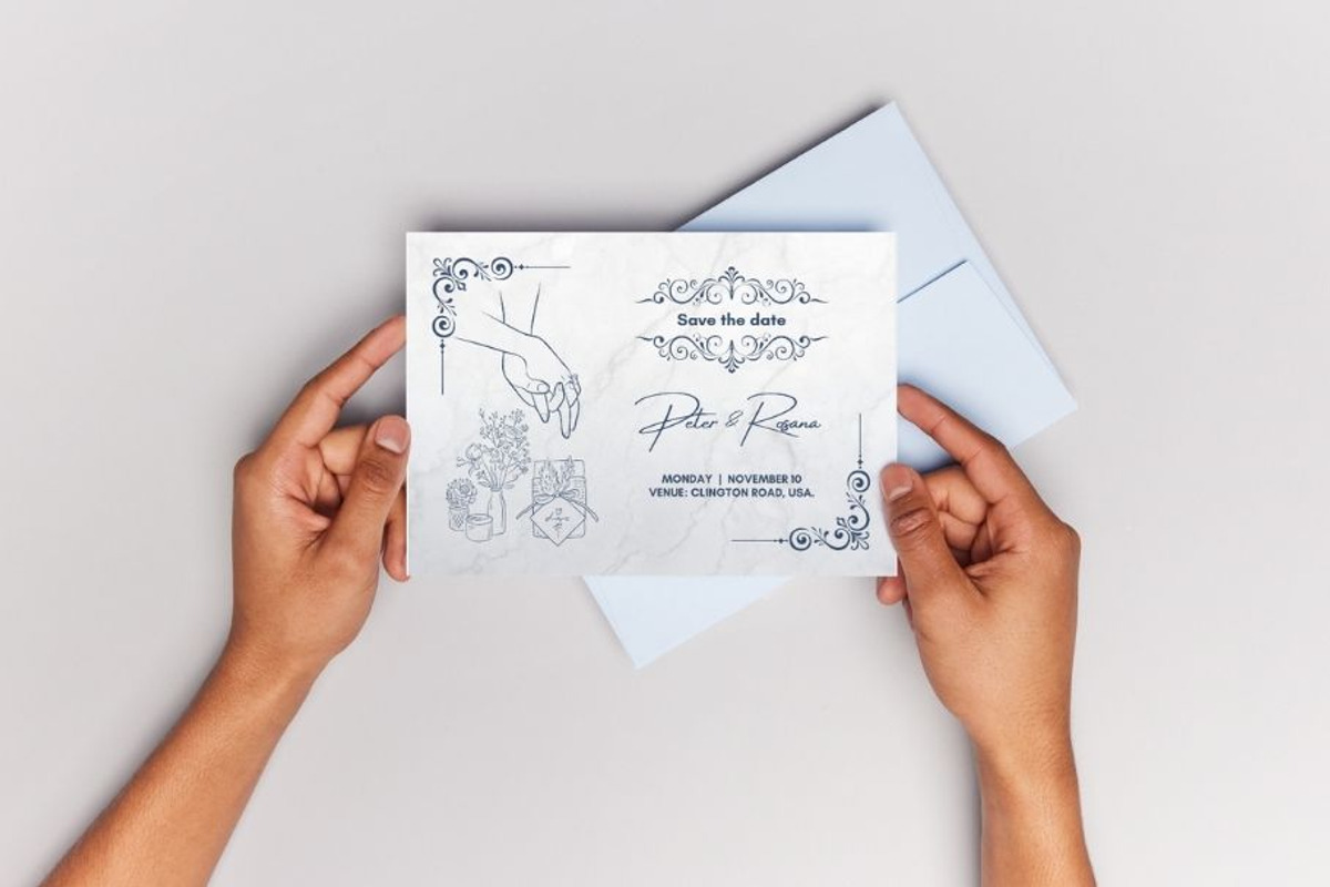 Blue White Wedding Card, an Invitation Template by The Graphic Glow (Photo 1 of 2)
