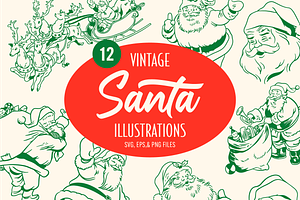 Retro Santa Illustration Bundle