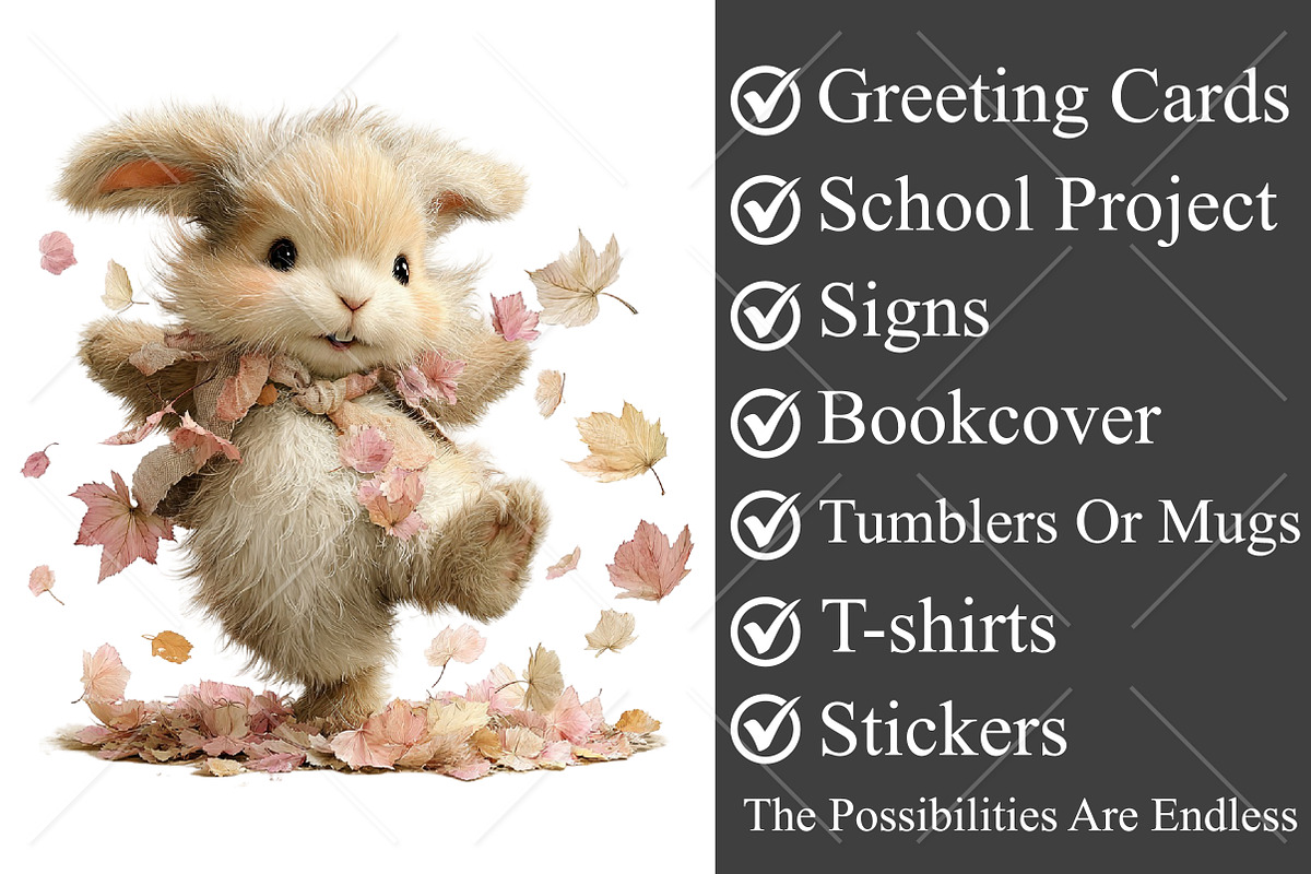 Whimsical Fall Autumn Bunny Clipart, a Seasonal Illustration by Canvas Craft (Photo 3 of 10)