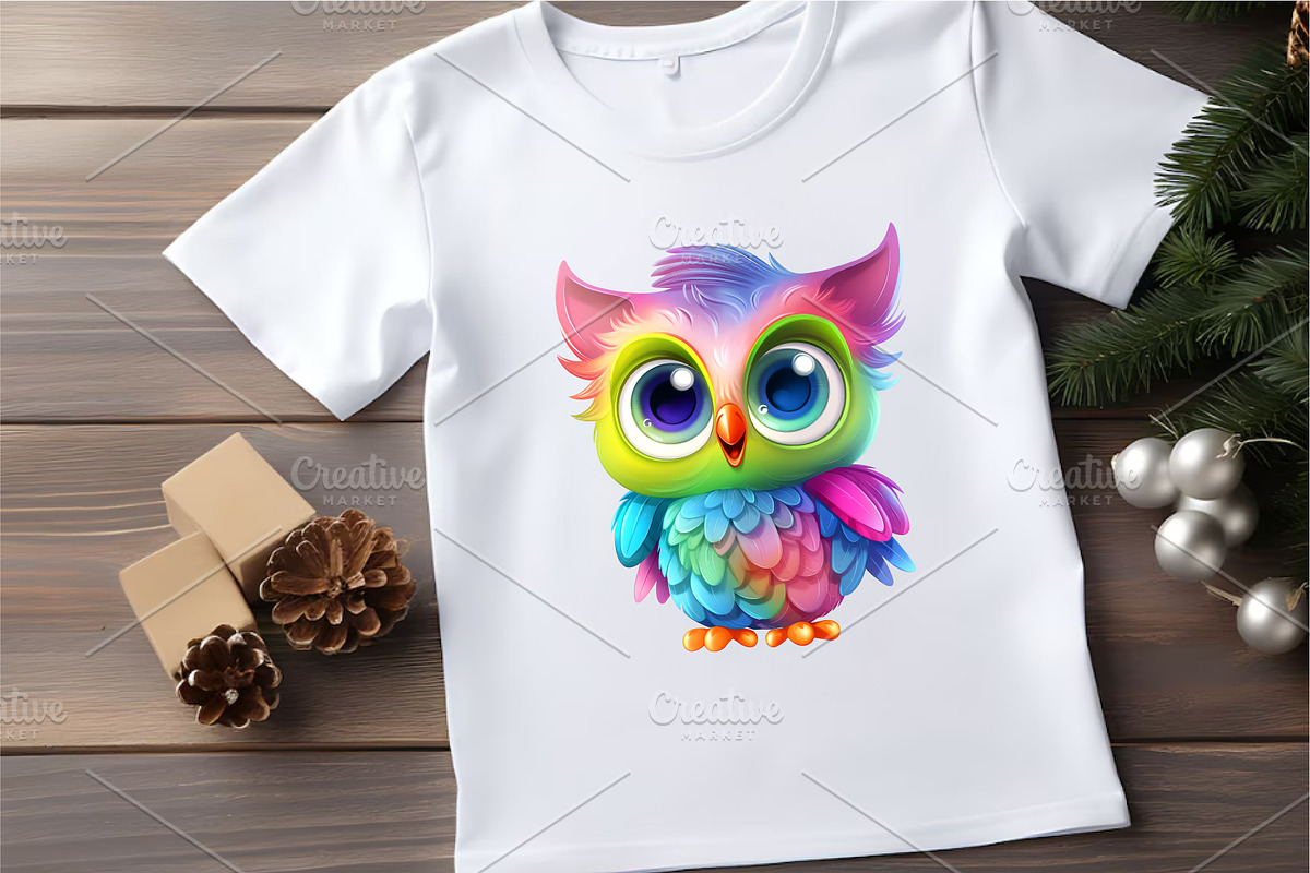 Cute rainbow owls. TShirt Sticker., an Animal Illustration by KENO Mascots (Photo 5 of 7)