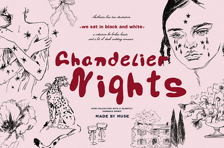 Chandelier Nights Fine Art Clipart, a Decorative Illustration by Muse Artist