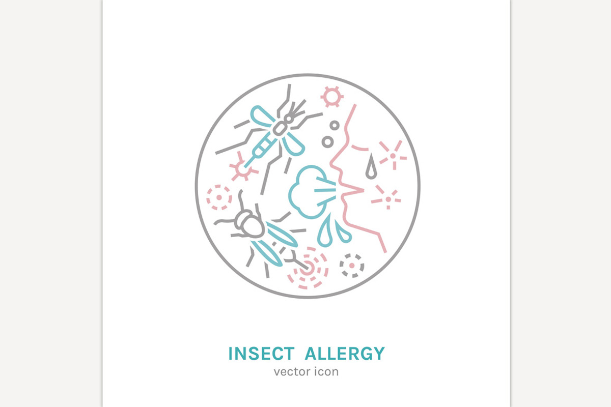 Types of allergy. Allergies caused, an Outline Icon by Anna's Shop