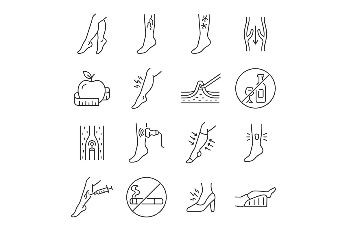 Varicose veins line icon set, an Outline Icon by ElineDesign (Photo 1 of 3)