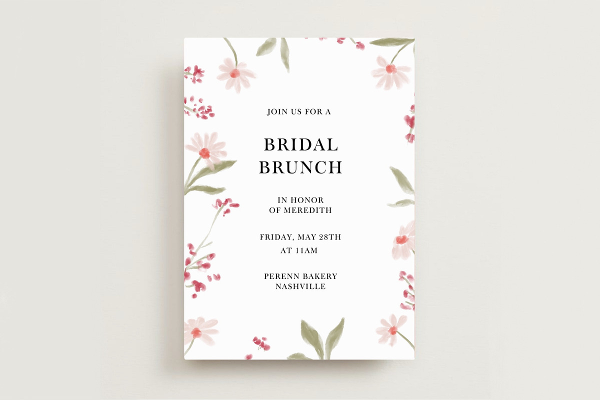 Floral Bridal Brunch Invite, a Templates & Theme by Olive & Lu Paper