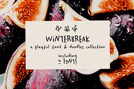 Winterbreak font and doodles set