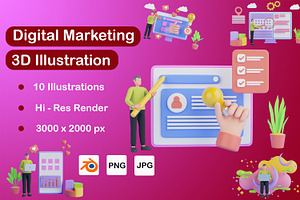 Digital Marketing 3D Illustration