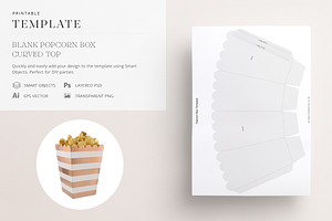 Blank Popcorn Box Template - Curved