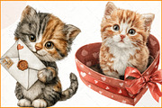Watercolor Cute Valentines Kittens, an Illustration by Watercolor design (Thumbnail 4 of 4)