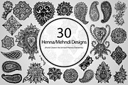 30 Henna/Mehndi Designs (Vector), an Object Graphic by BIOWORKZ (Thumbnail 1 of 5)
